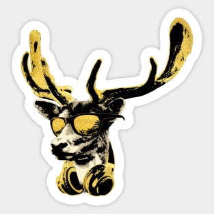 Deer DJ Bling Cool Funny Music Animal With Sunglasses And Headphones. Sticker